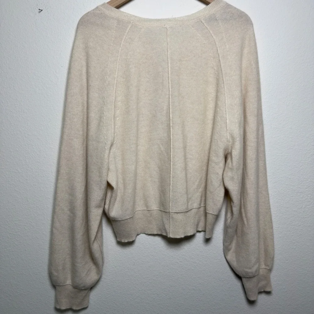 Free People Women 100% Cashmere Sweater Large Pearl Porta Henley